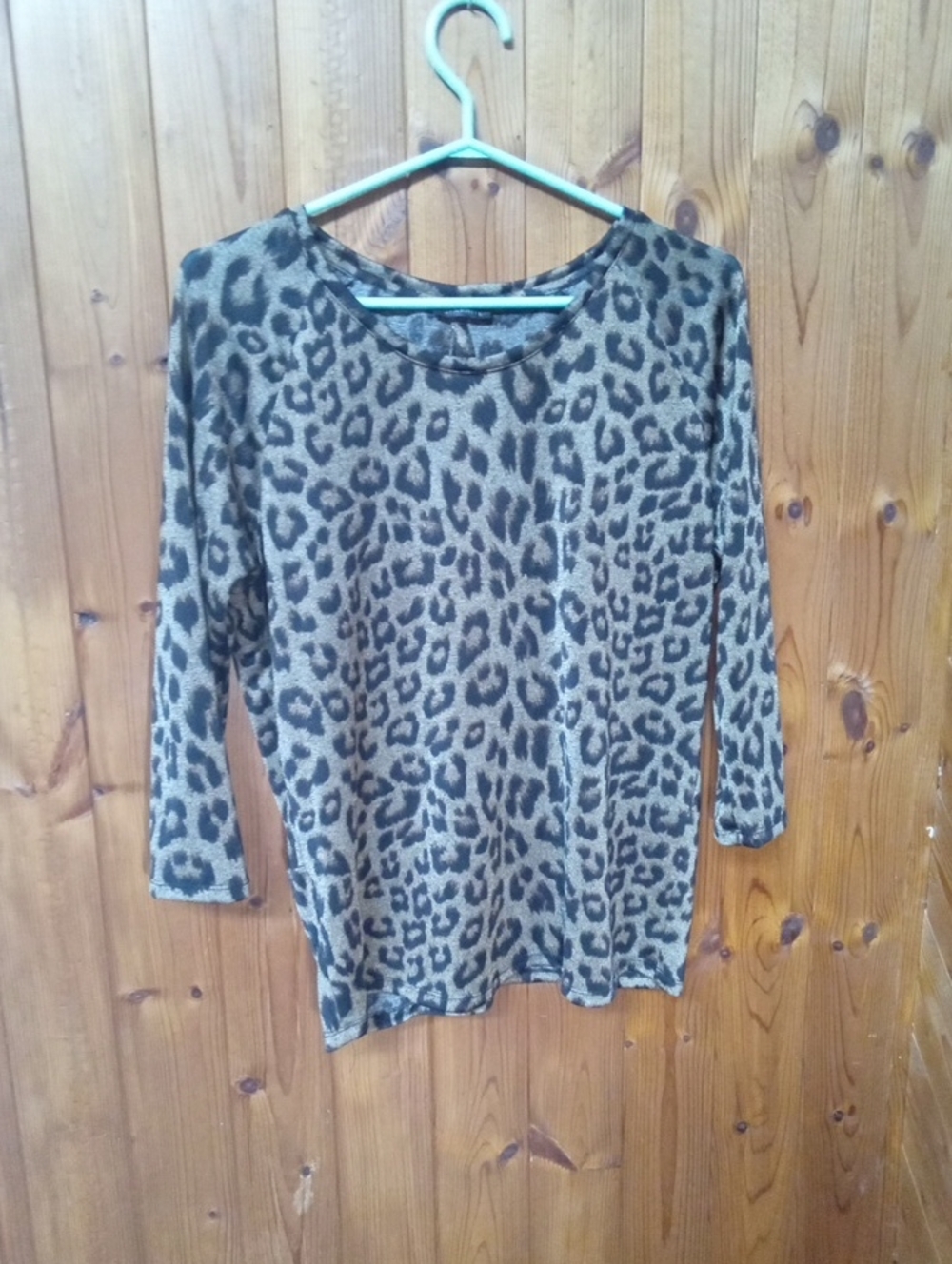 Dynamite Leopard Print Long Sleeve Top - Taupe Black
